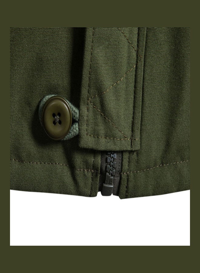 Hooded Slim-fit Leisure Style Jacket Green  - Image 4