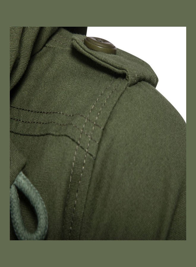 Hooded Slim-fit Leisure Style Jacket Green  - Image 5