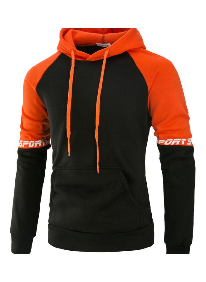Long-Sleeved Hooded Sweater Orange/Black  - Image 1