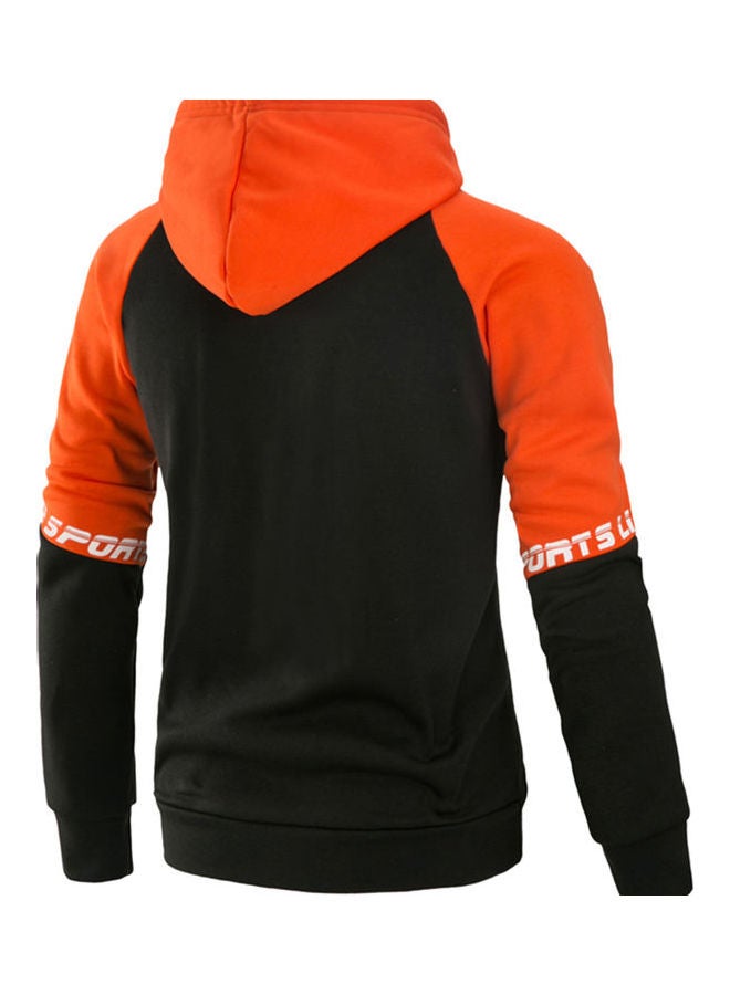 Long-Sleeved Hooded Sweater Orange/Black  - Image 2
