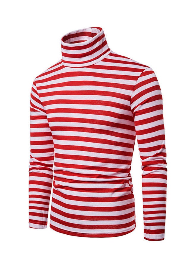 Striped Slim Pullover T-Shirt Red/White - Image 2