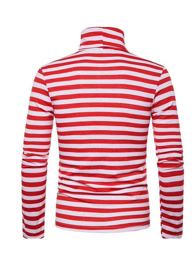 Striped Slim Pullover T-Shirt Red/White - Image 3