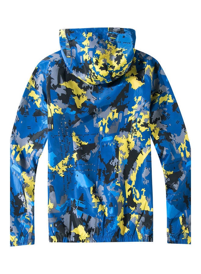 Casual Windproof  Hoodie Blue  - Image 2