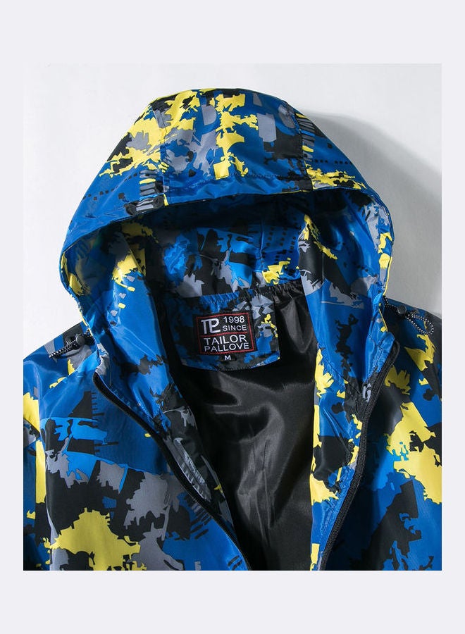 Casual Windproof  Hoodie Blue  - Image 3