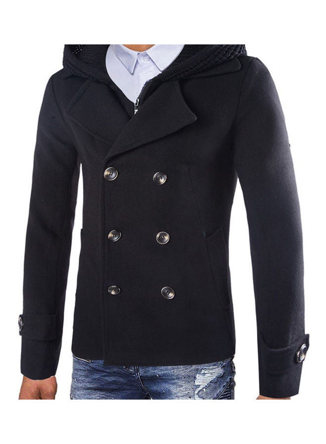 Woolen Hoodie Trench Coat Grey  - Image 2