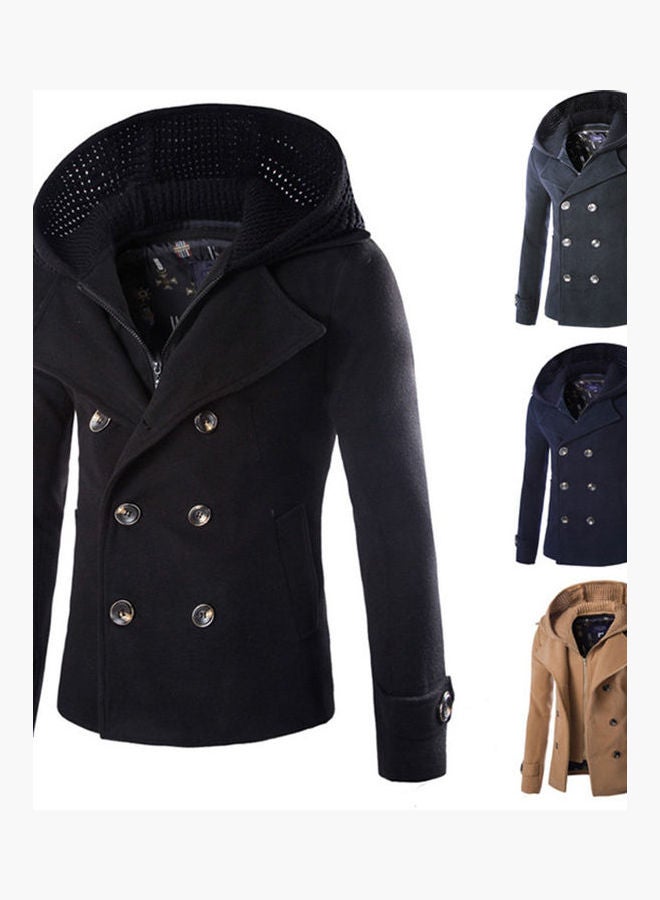 Woolen Hoodie Trench Coat Grey  - Image 5