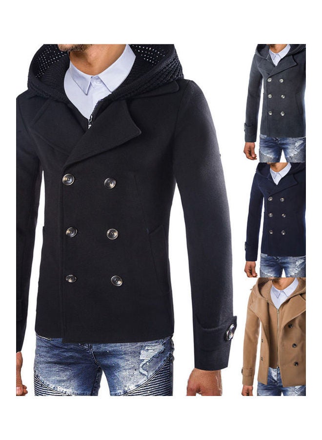 Woolen Hoodie Trench Coat Grey  - Image 4