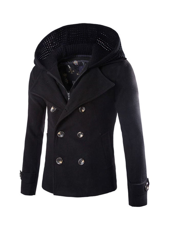 Woolen Hoodie Trench Coat Grey  - Image 1