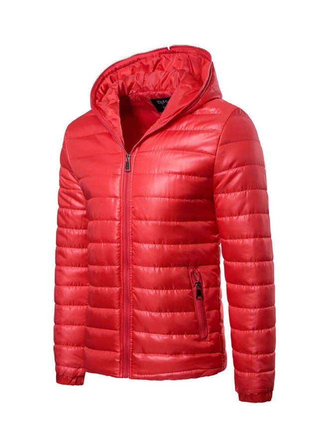 Striped Zipper Hoodie Red  - Image 2