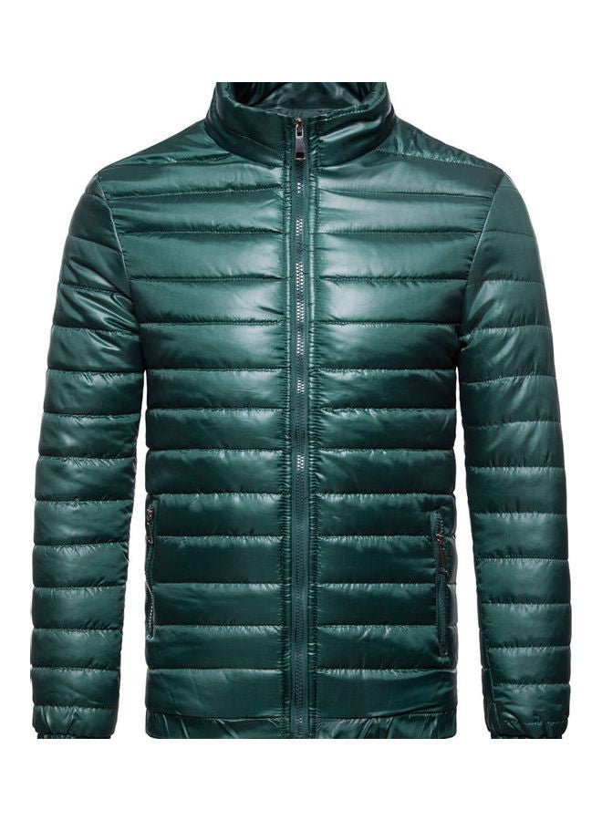Stand Collared Overcoat Dark Green - Image 1