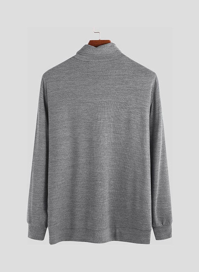 Turtleneck Sweaters Plus Size Pullovers Solid Color Casual Top Autumn Knitwear Grey  - Image 2