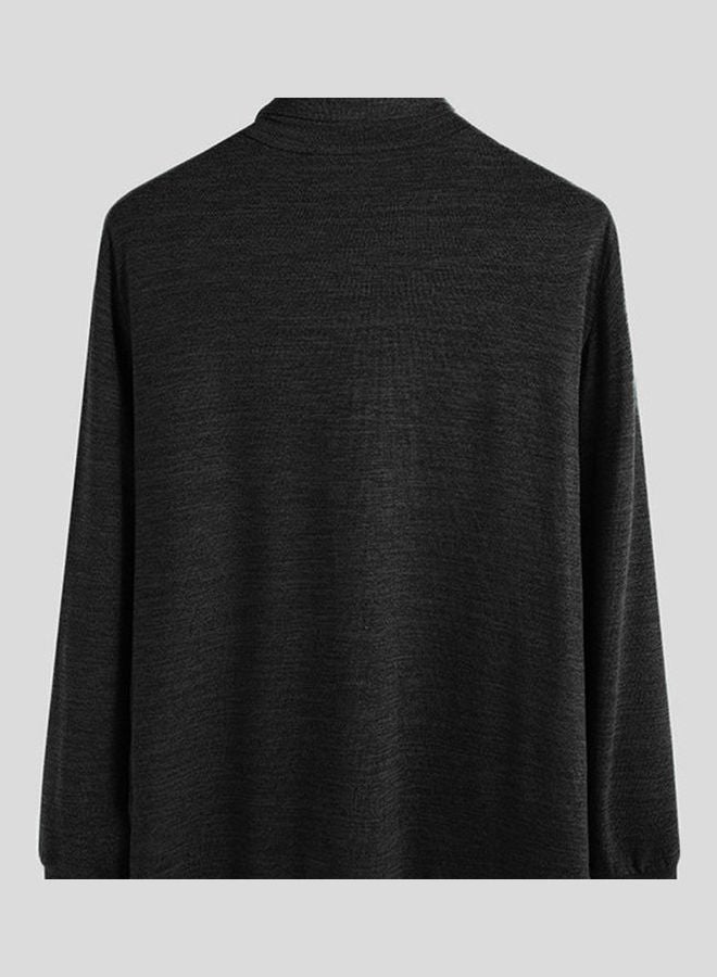 Turtleneck Sweaters Plus Size Pullovers Solid Color Casual Top Autumn Knitwear Black