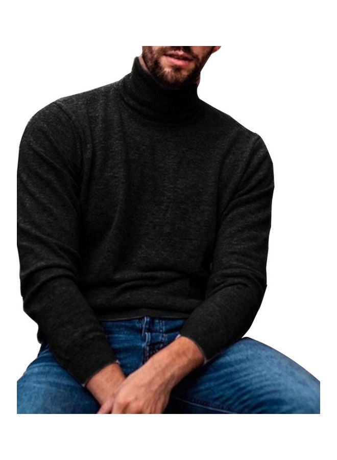 Turtleneck Sweaters Plus Size Pullovers Solid Color Casual Top Autumn Knitwear Black