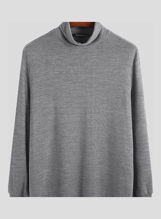 Turtleneck Sweaters Plus Size Pullovers Solid Color Casual Top Autumn Knitwear Black