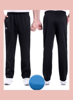 Plus Size Casual Pants With Pockets Loose Elastic Waist Sports Trousers Black