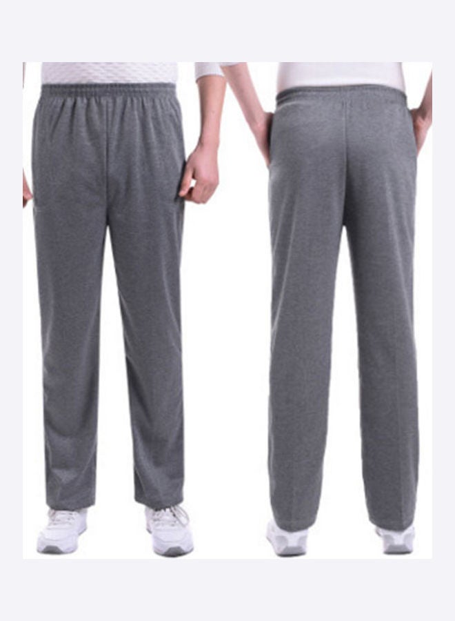 Plus Size Casual Pants With Pockets Loose Elastic Waist Sports Trousers Light Grey  - Image 2
