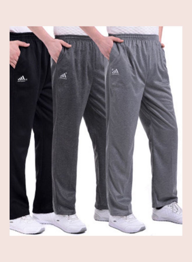 Plus Size Casual Pants With Pockets Loose Elastic Waist Sports Trousers Light Grey  - Image 5