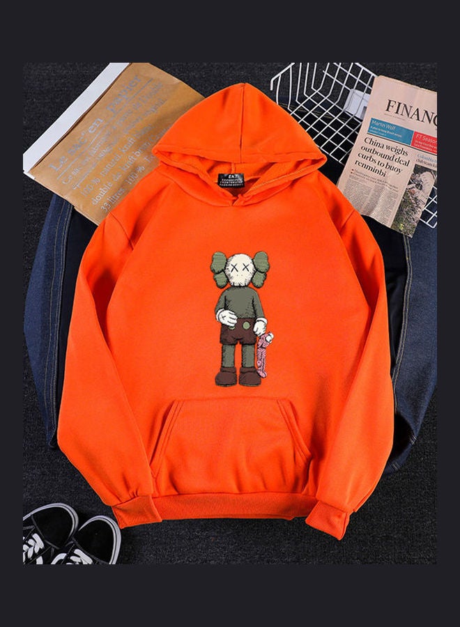 Cartoon Printed Hoodie Orange - Image 1