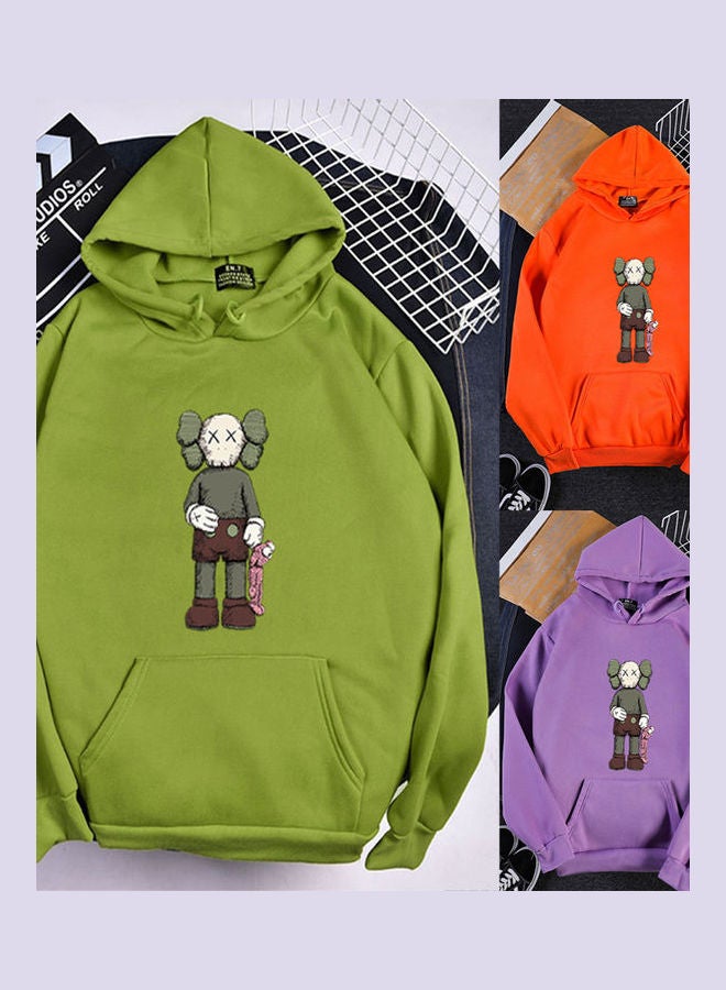 Cartoon Printed Hoodie Orange - Image 3