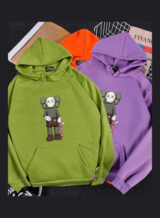 Cartoon Printed Hoodie Orange - Image 4