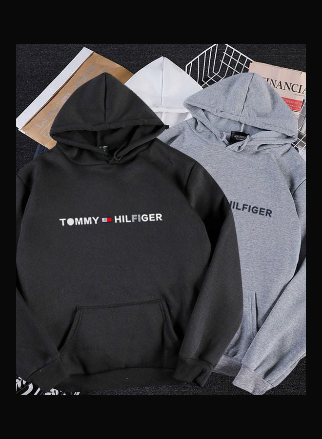 Generic Printed Hoodie Black  - Image 5