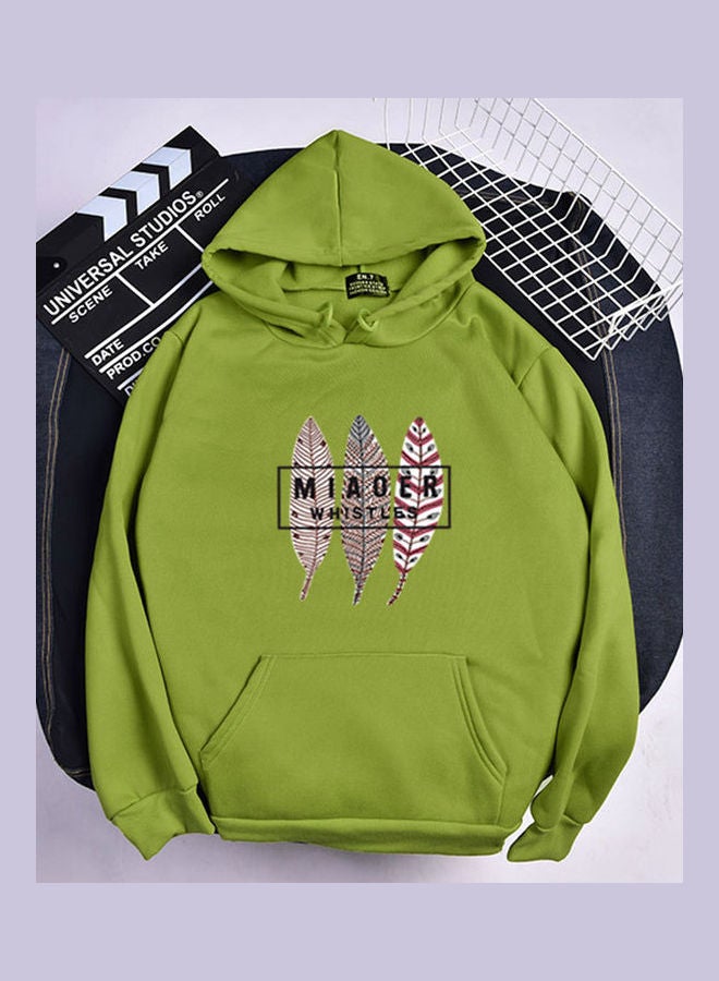 Generic Three Leaves Printed Oversize Hoodie Green  - Image 1