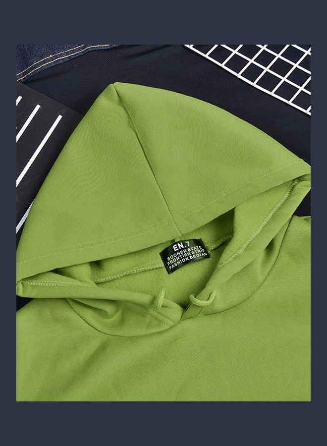 Generic Three Leaves Printed Oversize Hoodie Green  - Image 3