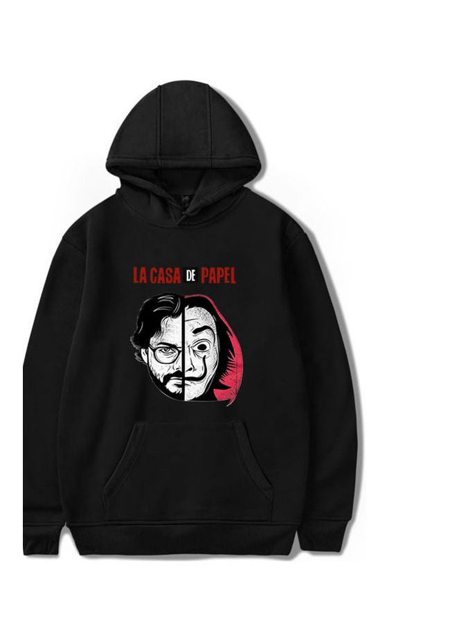 هودي بأكمام طويلة وتصميم فريد أسود - Image 1