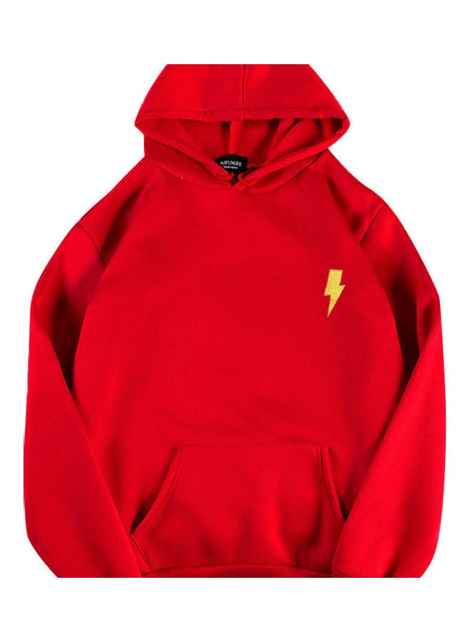 Flash Printed Hoodie Sweatshirt Red - Image 1