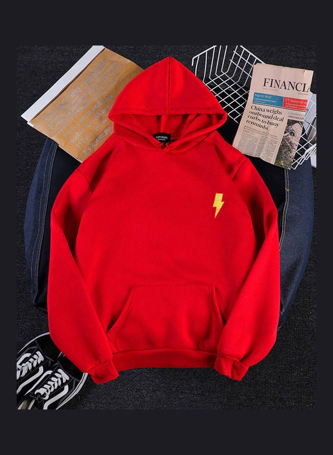 Flash Printed Hoodie Sweatshirt Red - Image 2