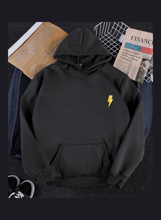 Flash Printed Hoodie Sweatshirt Black - Image 2