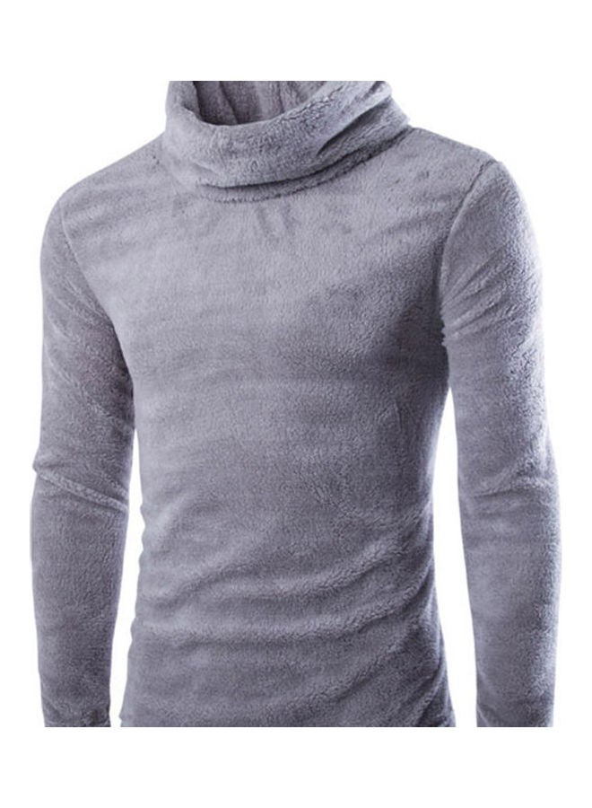 Generic Slim Pullover Long Sleeves And High Collar Sweater Solid Color Base Shirt Khaki  - Image 4