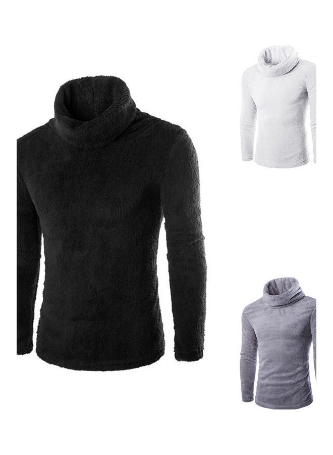 Generic Slim Pullover Long Sleeves And High Collar Sweater Solid Color Base Shirt Khaki  - Image 5