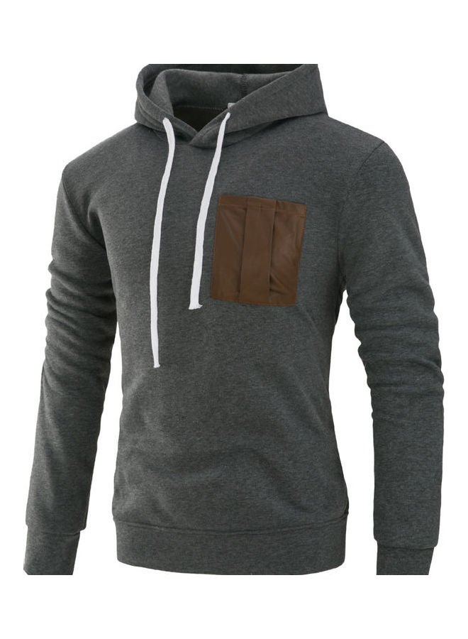 Fashion Long Sleeve Hooded Casual Pullover Sweatshirt Tops Navy Blue - Image 3