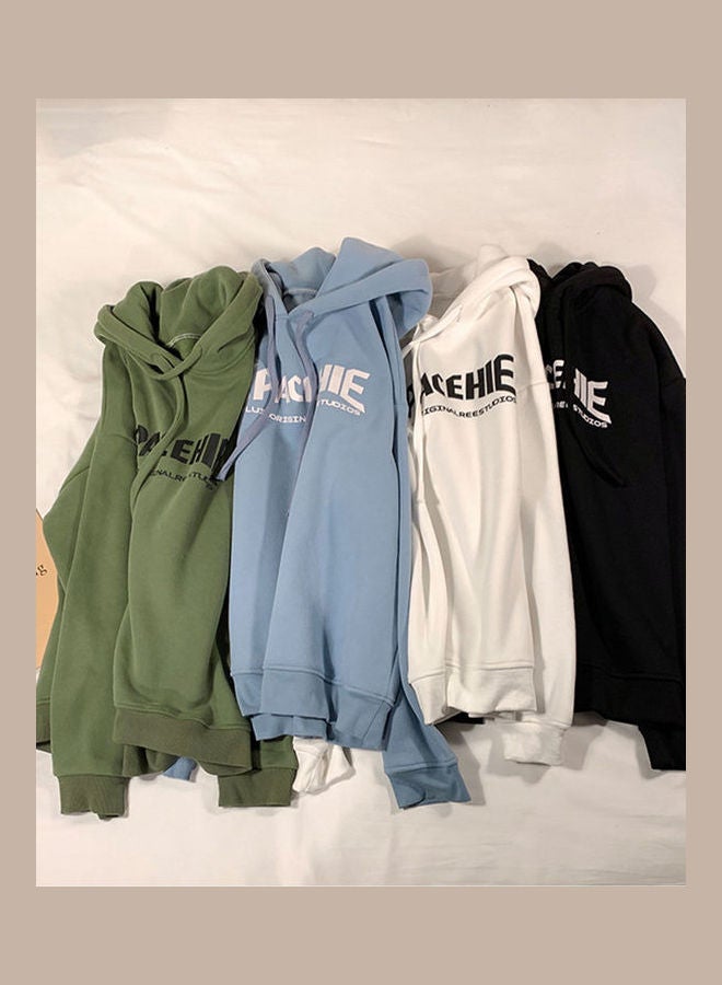 Hoodie Sweatshirt Printing Letter Fashion Loose Autumn Winter Pullover Tops Black  - Image 5