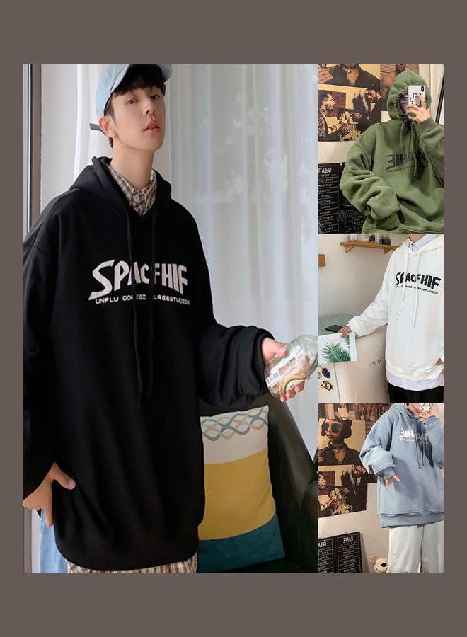 Hoodie Sweatshirt Printing Letter Fashion Loose Autumn Winter Pullover Tops Black  - Image 3
