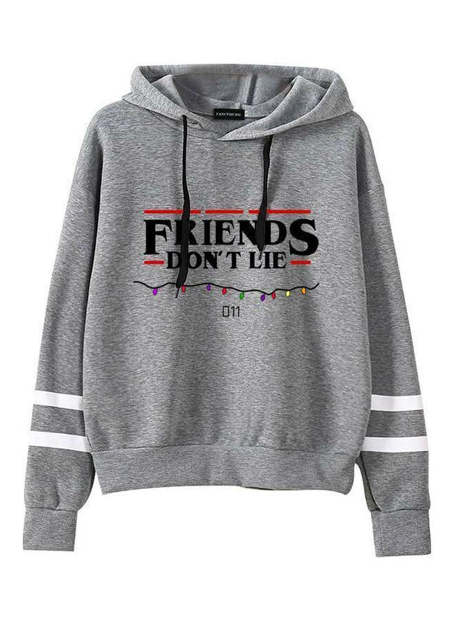 Autumn Winter American Drama FRIENDS Long Sleeve Print Hoodie Tops Gray - Image 1