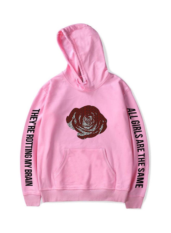 Hoodie Sweatshirt Juice WRLD Printing Letter Loose Autumn Winter Pullover Tops Pink  - Image 4