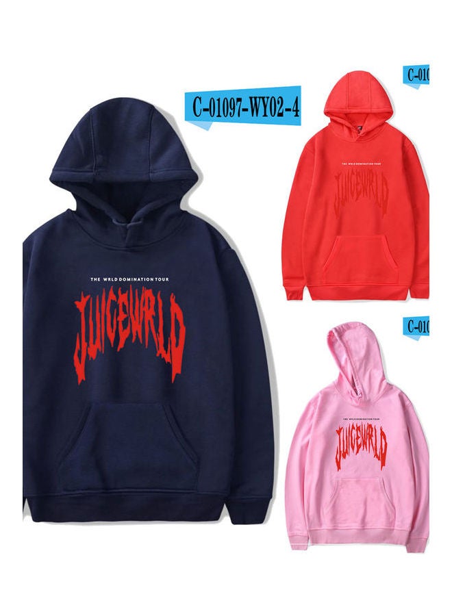 سويتشيرت مطبوع بغطاء رأس أزرق كحلي - Image 4