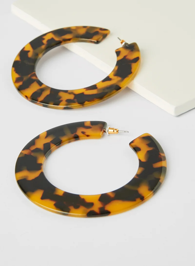 FOREVER 21 Tortoise Shell Effect Hoop Earrings