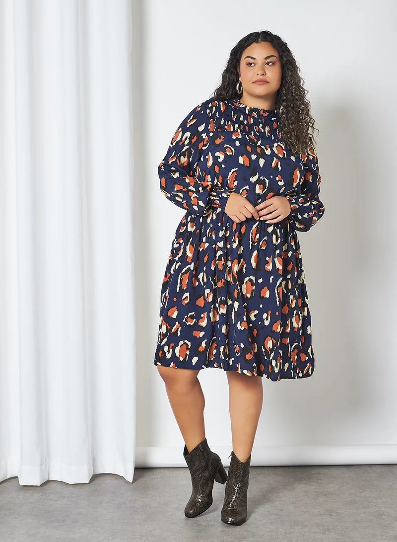 Only Carmakoma Carani Puff Sleeve Mini Dress Peacoat