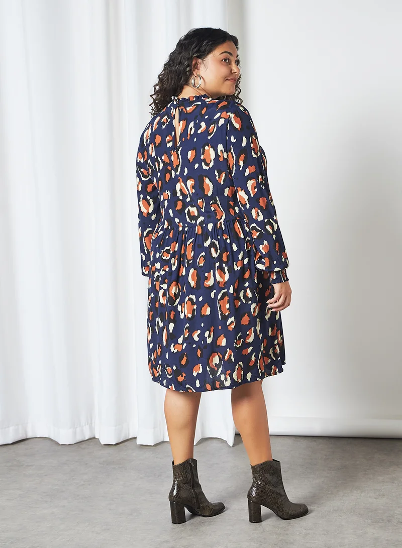 Only Carmakoma Carani Puff Sleeve Mini Dress Peacoat
