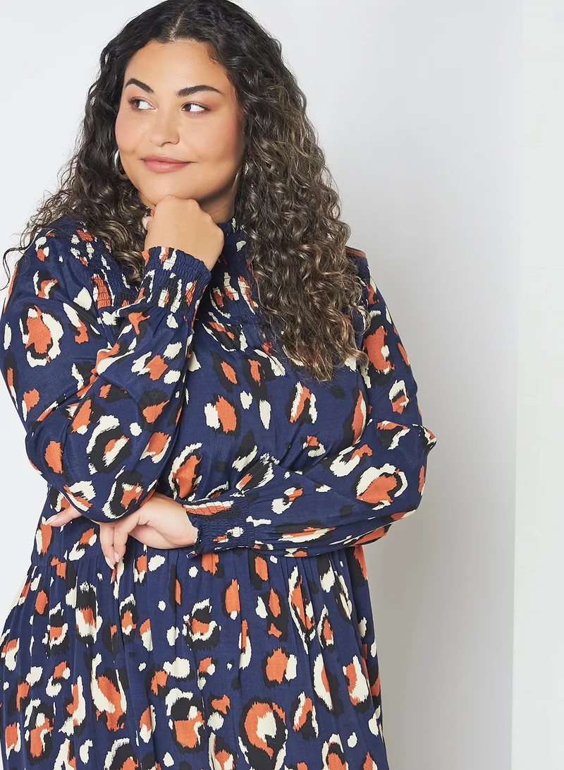 Only Carmakoma Carani Puff Sleeve Mini Dress Peacoat