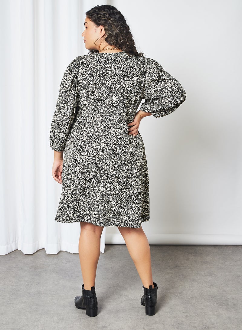 Only Carmakoma - Lilly Puff Sleeve Mini Dress Black - Image 1