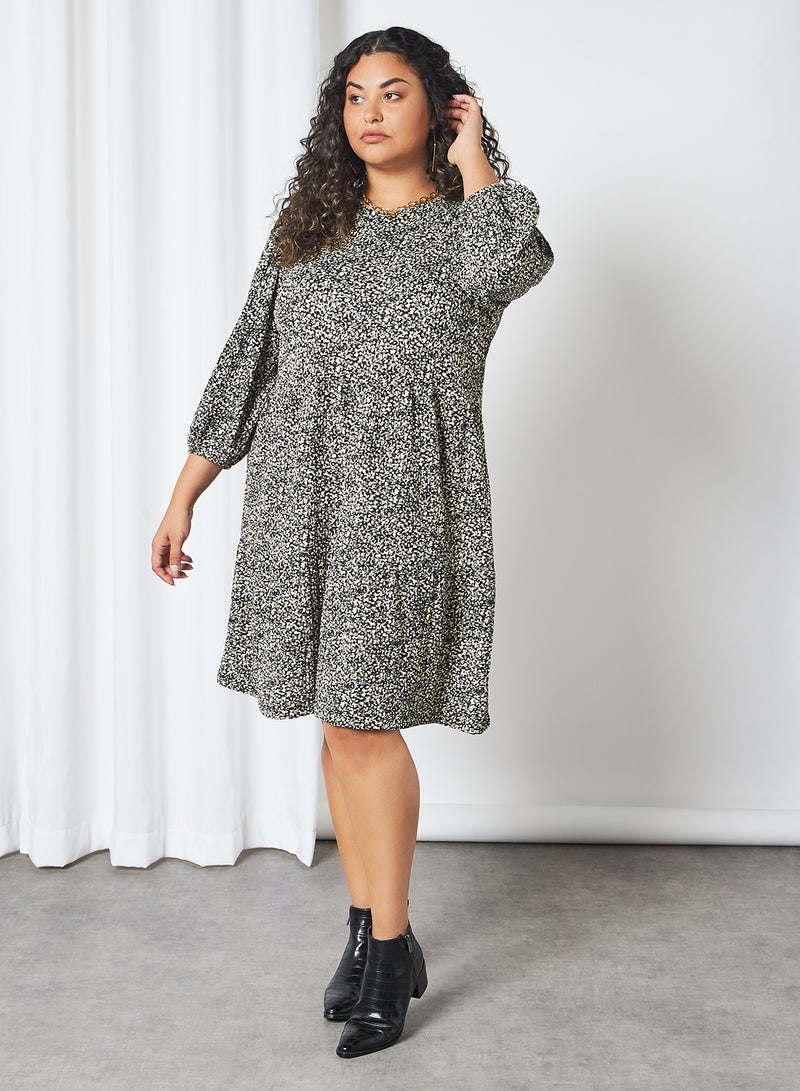 Only Carmakoma - Lilly Puff Sleeve Mini Dress Black - Image 1