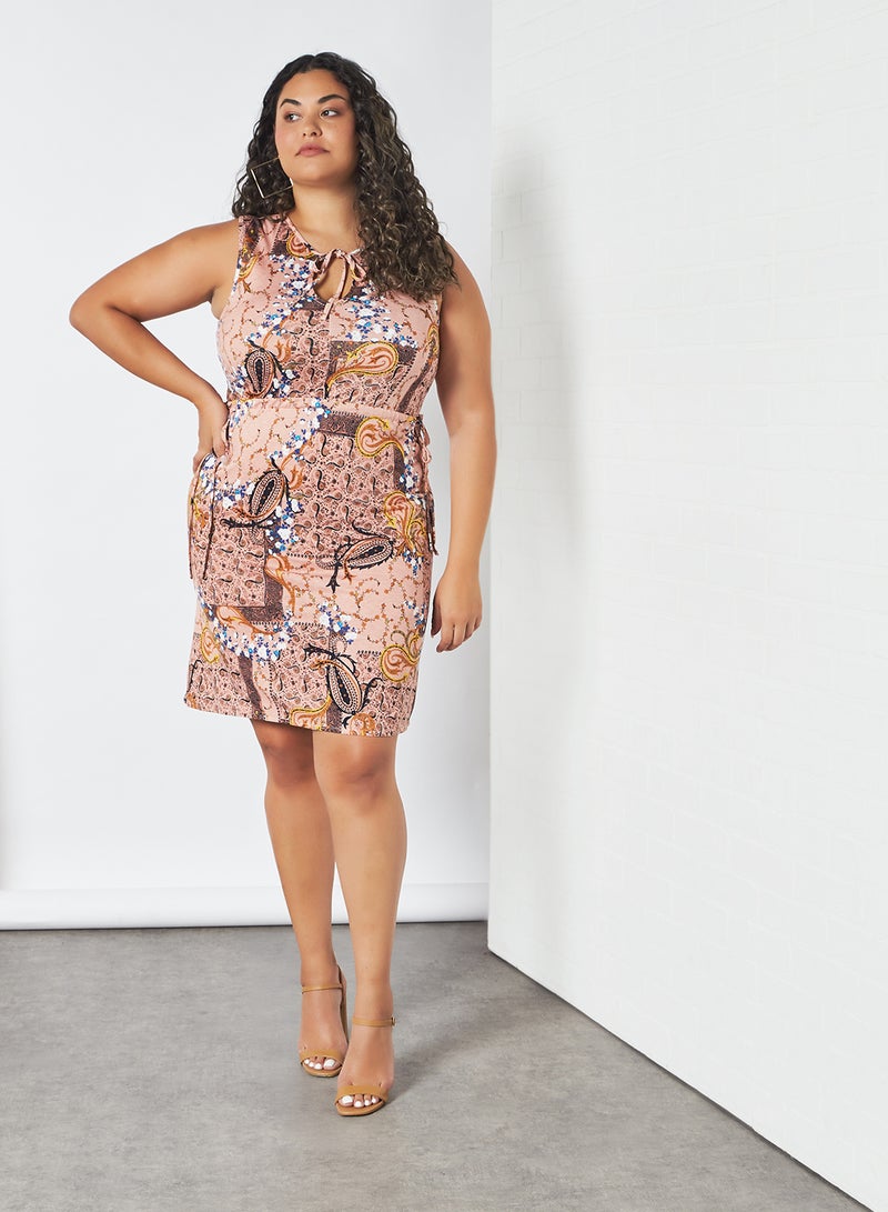 VERO MODA - Plus Size Mixed Print Dress Mahogany Rose Paisley - Image 1