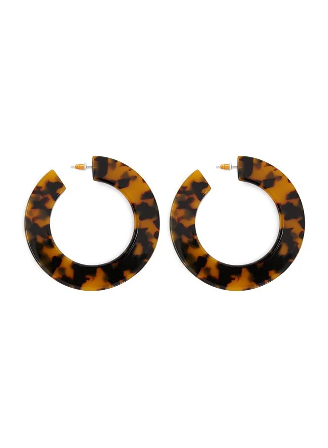 FOREVER 21 Tortoise Shell Effect Hoop Earrings