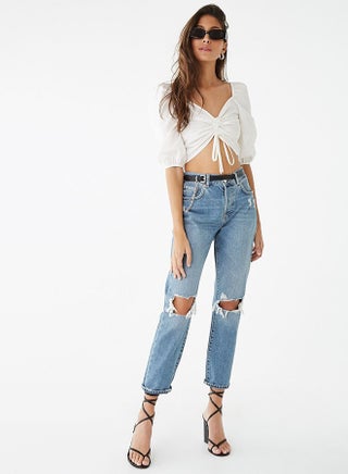 Distressed Style High Rise Jeans Blue - v1606449648/N41785419V_5