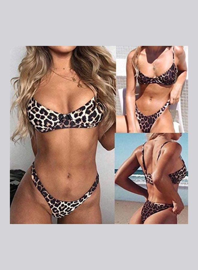 Generic - Women Fashion Leopard Print Push-Up Padded Bra Beach Bikini Set multicolour - Image 1