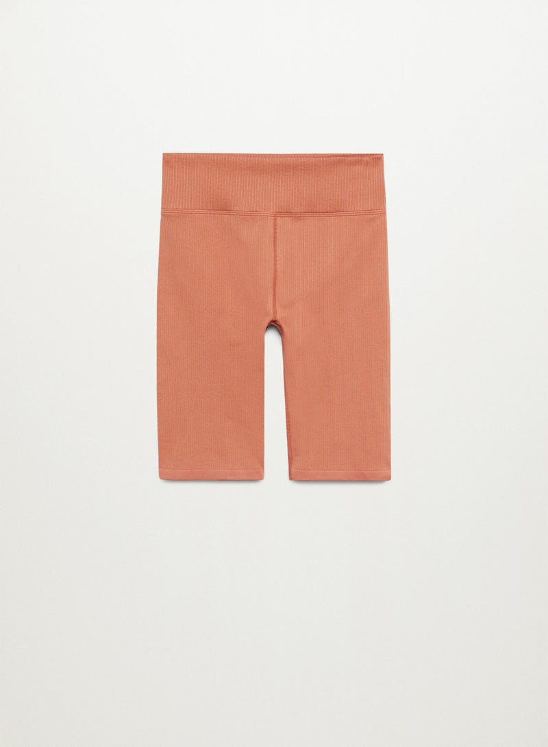 MANGO - Solid Pattern Knitted Shorts Peach - Image 1
